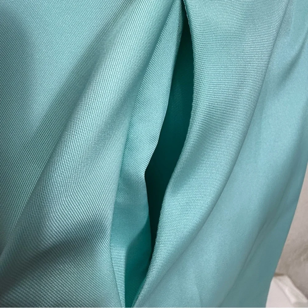 B. Darlin Aqua Teal Satin Maxi Gown Dress Size 11/12 Formal Prom